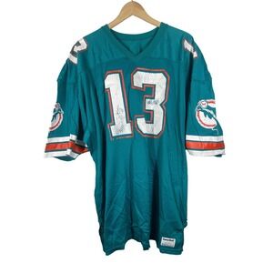 Vintage Sand-Knit Miami Dolphins Dan Marino 13 Football Jersey Teal Mens 52